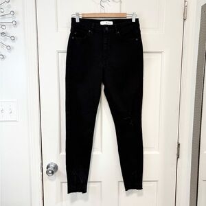 KanCan Black Skinny Jeans Distressed Grunge Mid-Rise‎ Ripped Whimsigoth Sz 9/28
